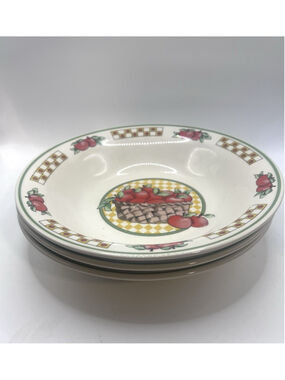 Set of 3 Vintage Apple Bowls Soup Cereal 8”Global Designs Fall Harvest Orchard